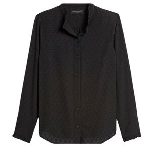 Banana Republic Factory Drapey Classic Textured Blouse - Black Size S